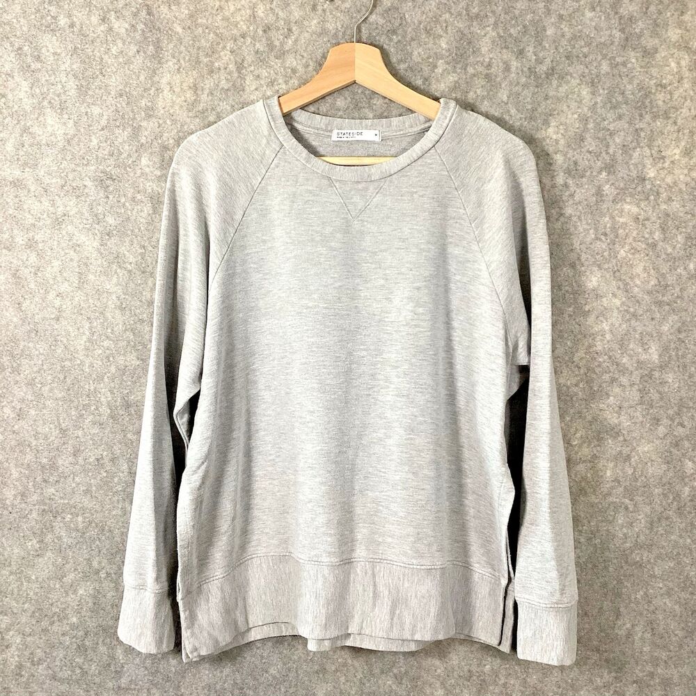 Stateside Women’s Medium Sweatshirt Crew Neck Light Gray Pullover Casual Boho
